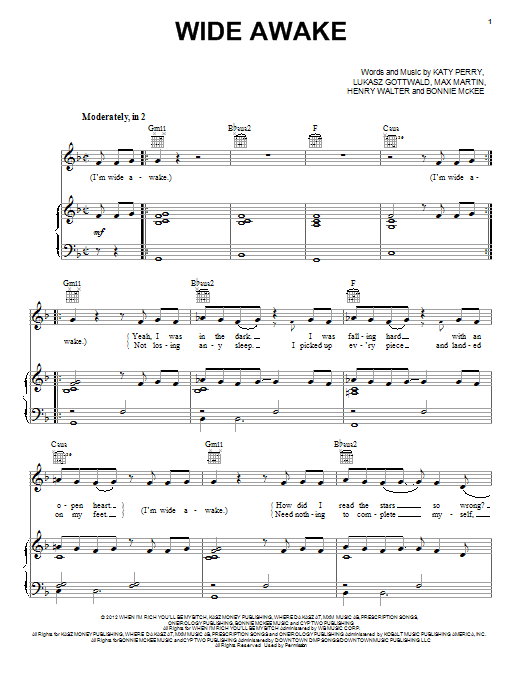 Download Katy Perry Wide Awake Sheet Music and learn how to play Easy Guitar PDF digital score in minutes