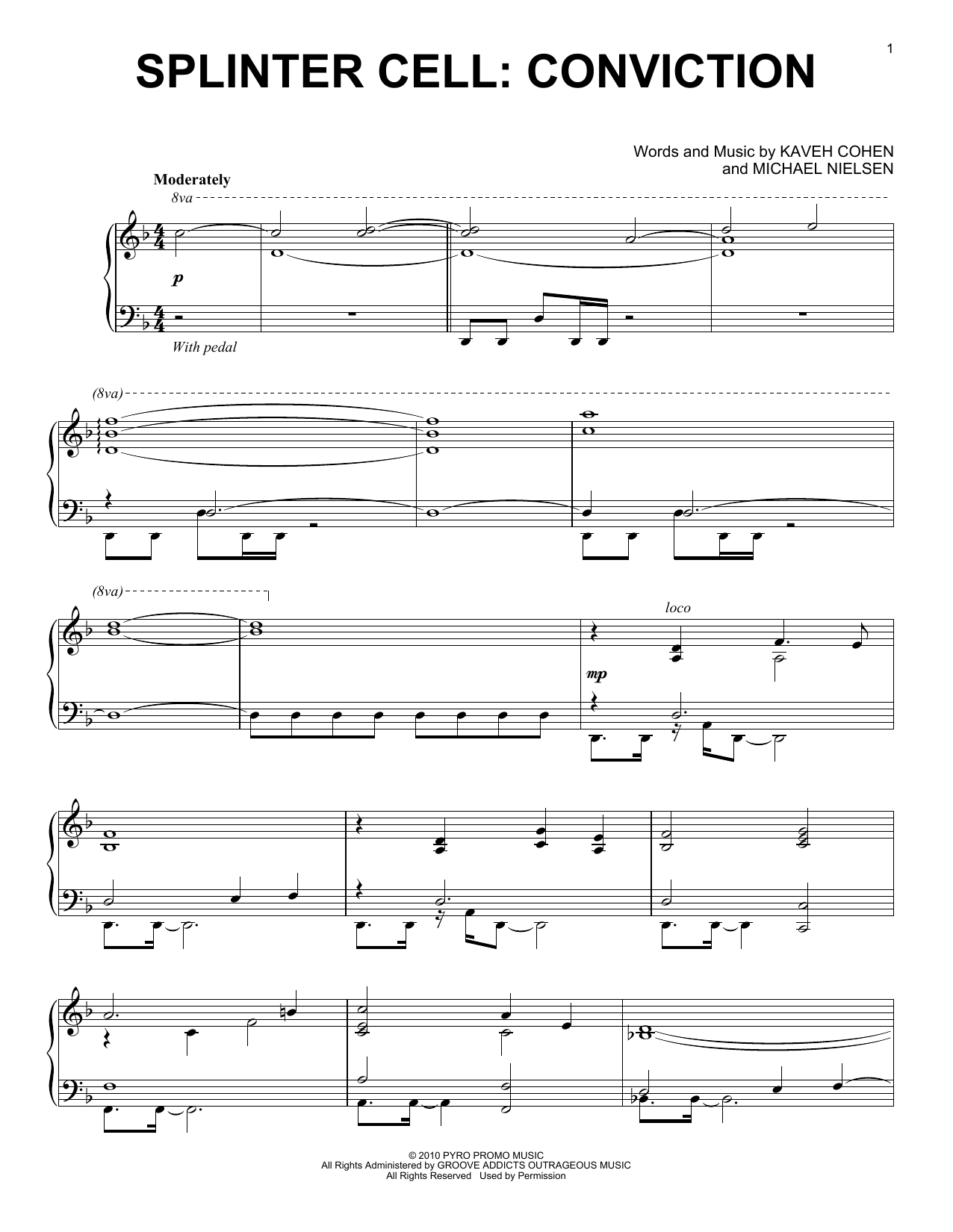 Download Kaveh Cohen Splinter Cell: Conviction Sheet Music and learn how to play Piano Solo PDF digital score in minutes