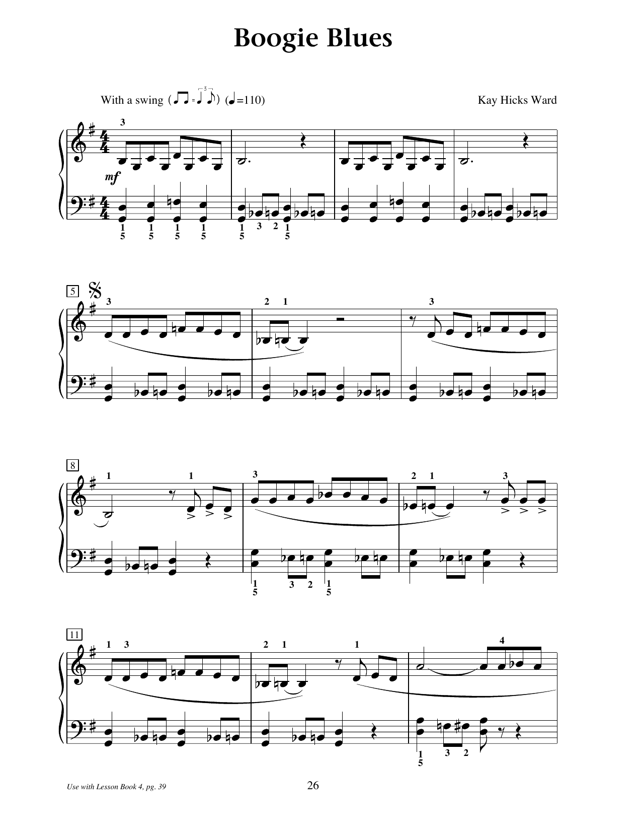 Download Kay Hicks Ward Boogie Blues Sheet Music and learn how to play Educational Piano PDF digital score in minutes
