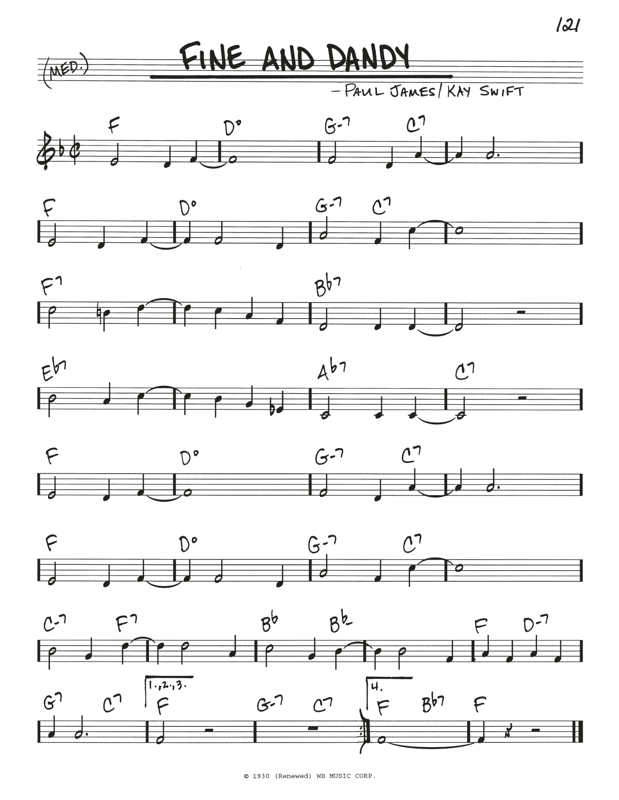 Download Kay Swift Fine And Dandy (from the musical Fine and Dandy) Sheet Music and learn how to play Real Book – Melody & Chords PDF digital score in minutes