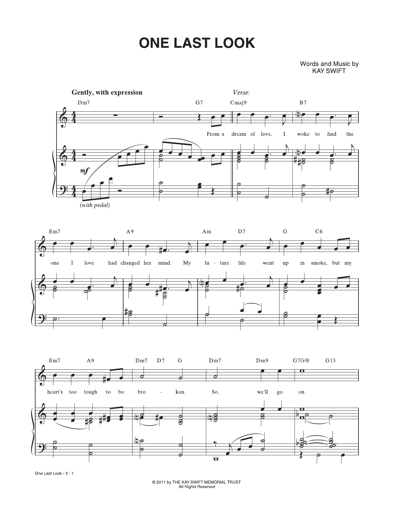 Download Kay Swift One Last Look Sheet Music and learn how to play Piano & Vocal PDF digital score in minutes