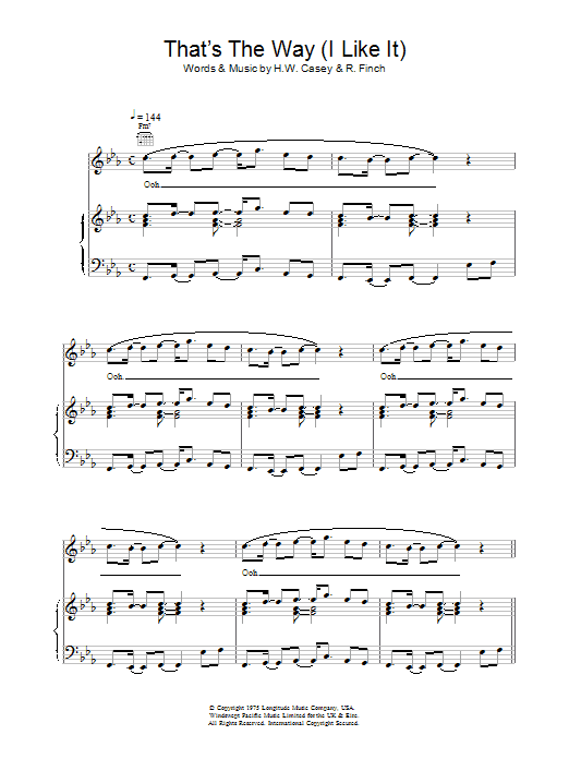 Download KC And The Sunshine Band That's The Way (I Like It) Sheet Music and learn how to play Keyboard PDF digital score in minutes