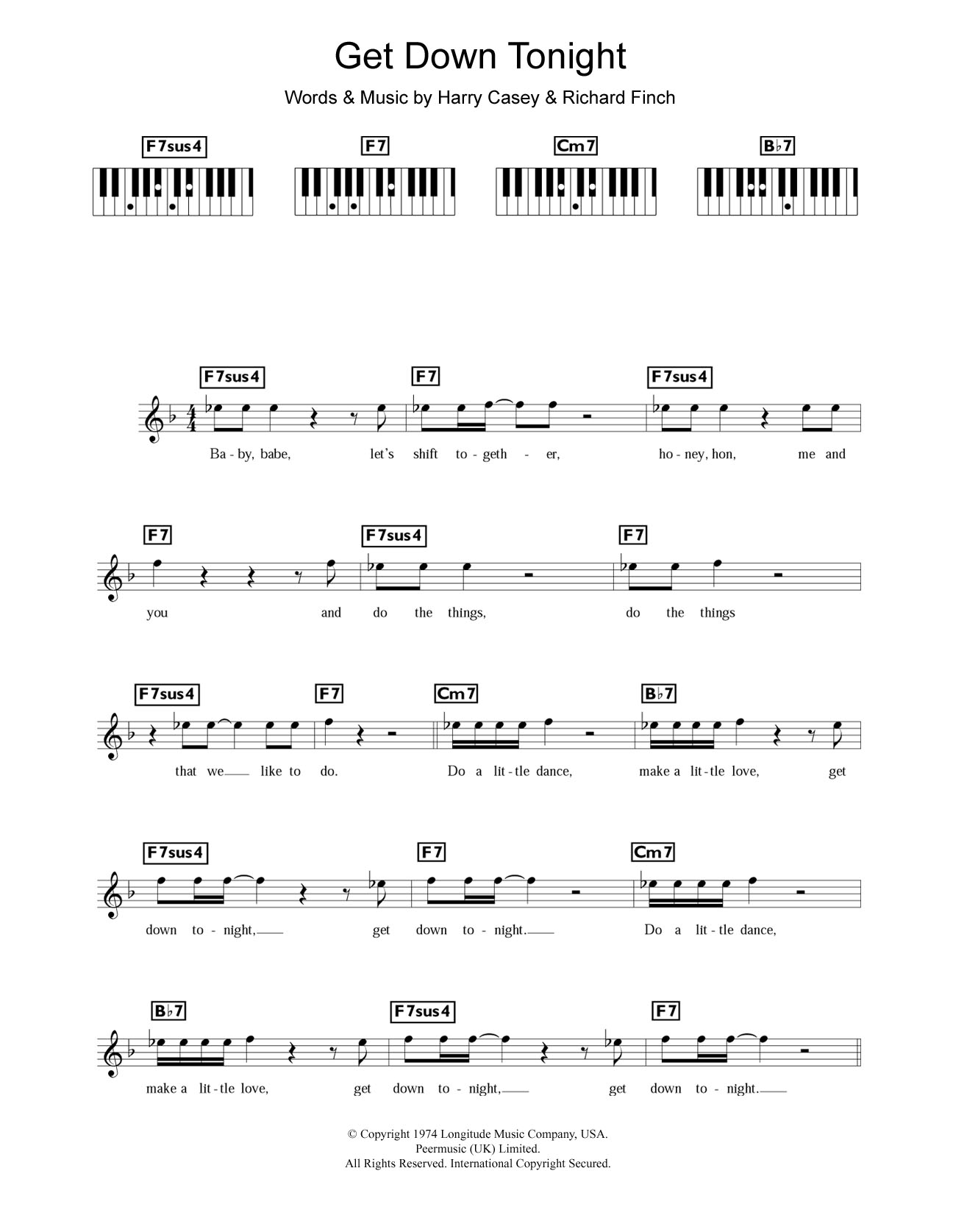 Download KC and The Sunshine Band Get Down Tonight Sheet Music and learn how to play Drum Chart PDF digital score in minutes