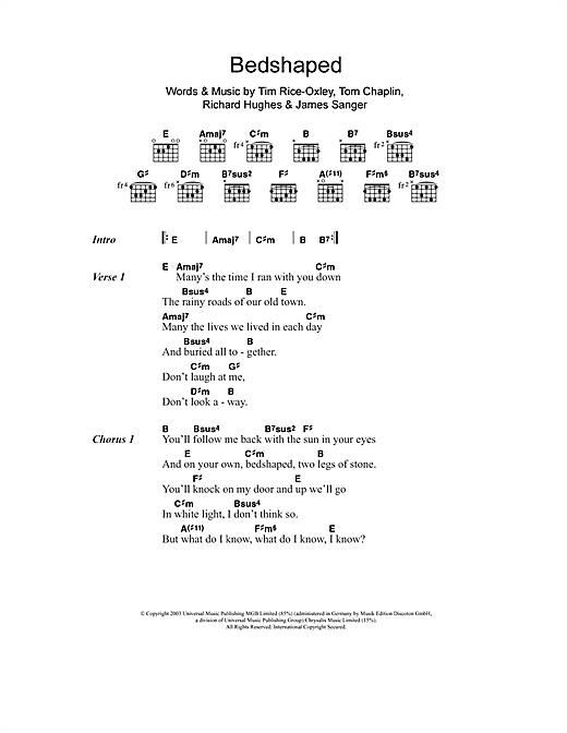 Download Keane Bedshaped Sheet Music and learn how to play Violin PDF digital score in minutes