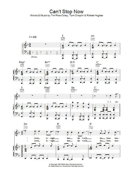 Download Keane Can't Stop Now Sheet Music and learn how to play Violin PDF digital score in minutes