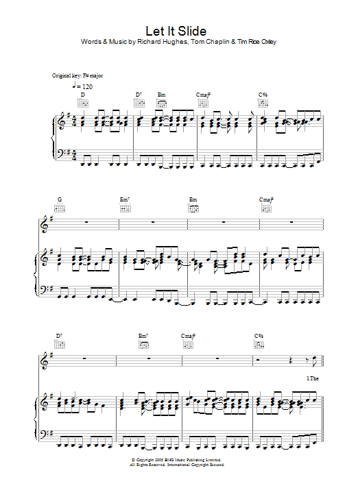 Download Keane Let It Slide Sheet Music and learn how to play Piano, Vocal & Guitar PDF digital score in minutes