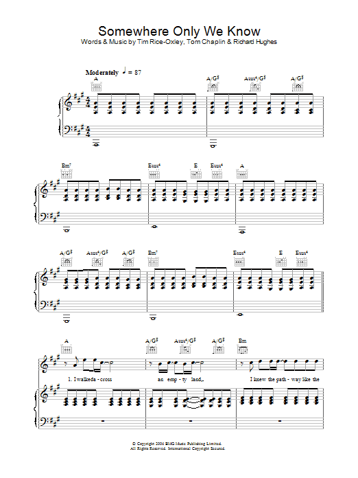 Download Keane Somewhere Only We Know Sheet Music and learn how to play Violin PDF digital score in minutes