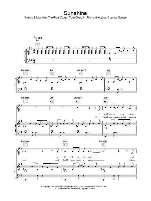 Download Keane Sunshine Sheet Music and learn how to play Violin PDF digital score in minutes