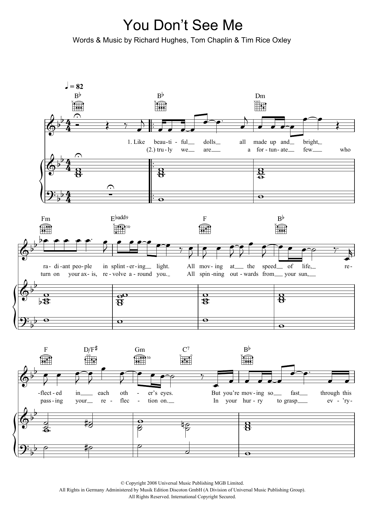 Download Keane You Don't See Me Sheet Music and learn how to play Piano, Vocal & Guitar PDF digital score in minutes