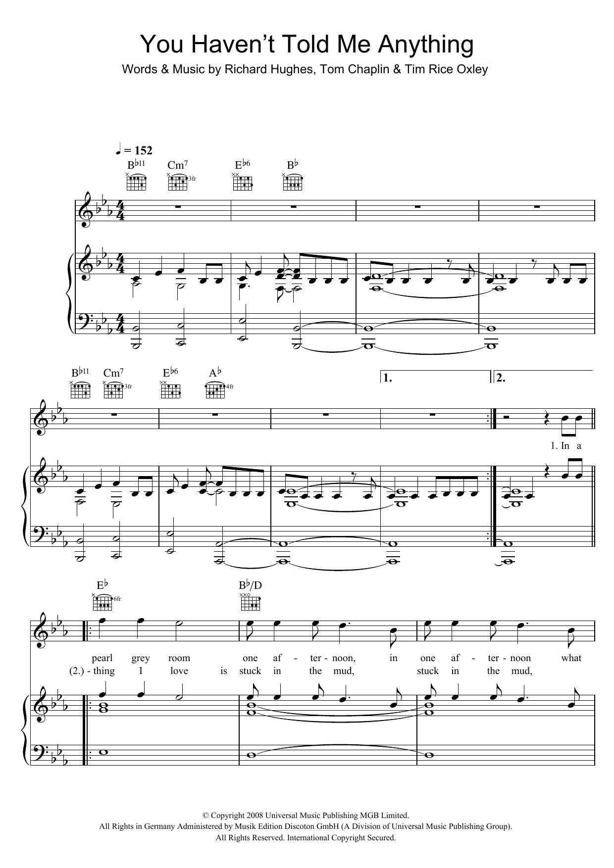Download Keane You Haven't Told Me Anything Sheet Music and learn how to play Piano, Vocal & Guitar (Right-Hand Melody) PDF digital score in minutes