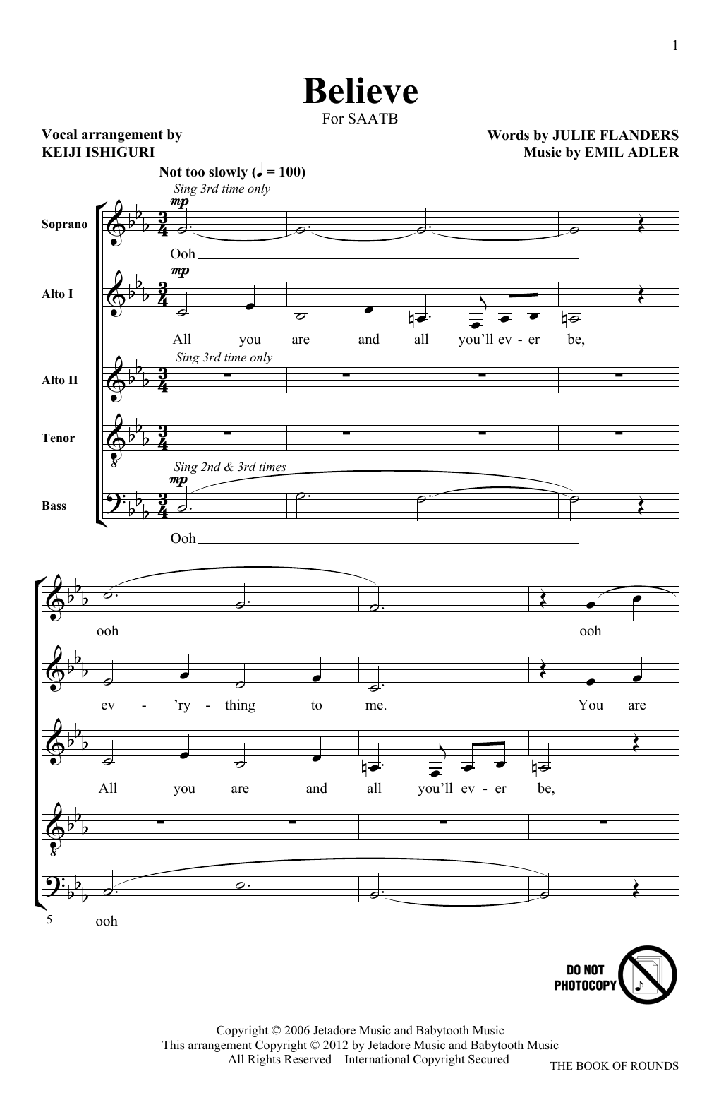 Download Keiji Ishiguri Believe Sheet Music and learn how to play SATB PDF digital score in minutes