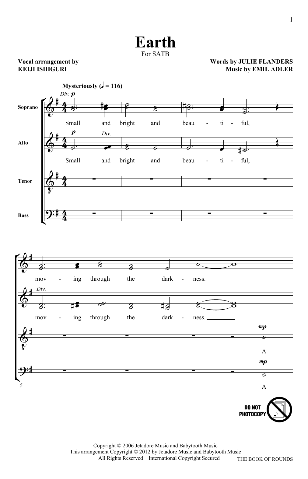 Download Keiji Ishiguri Earth Sheet Music and learn how to play SATB PDF digital score in minutes