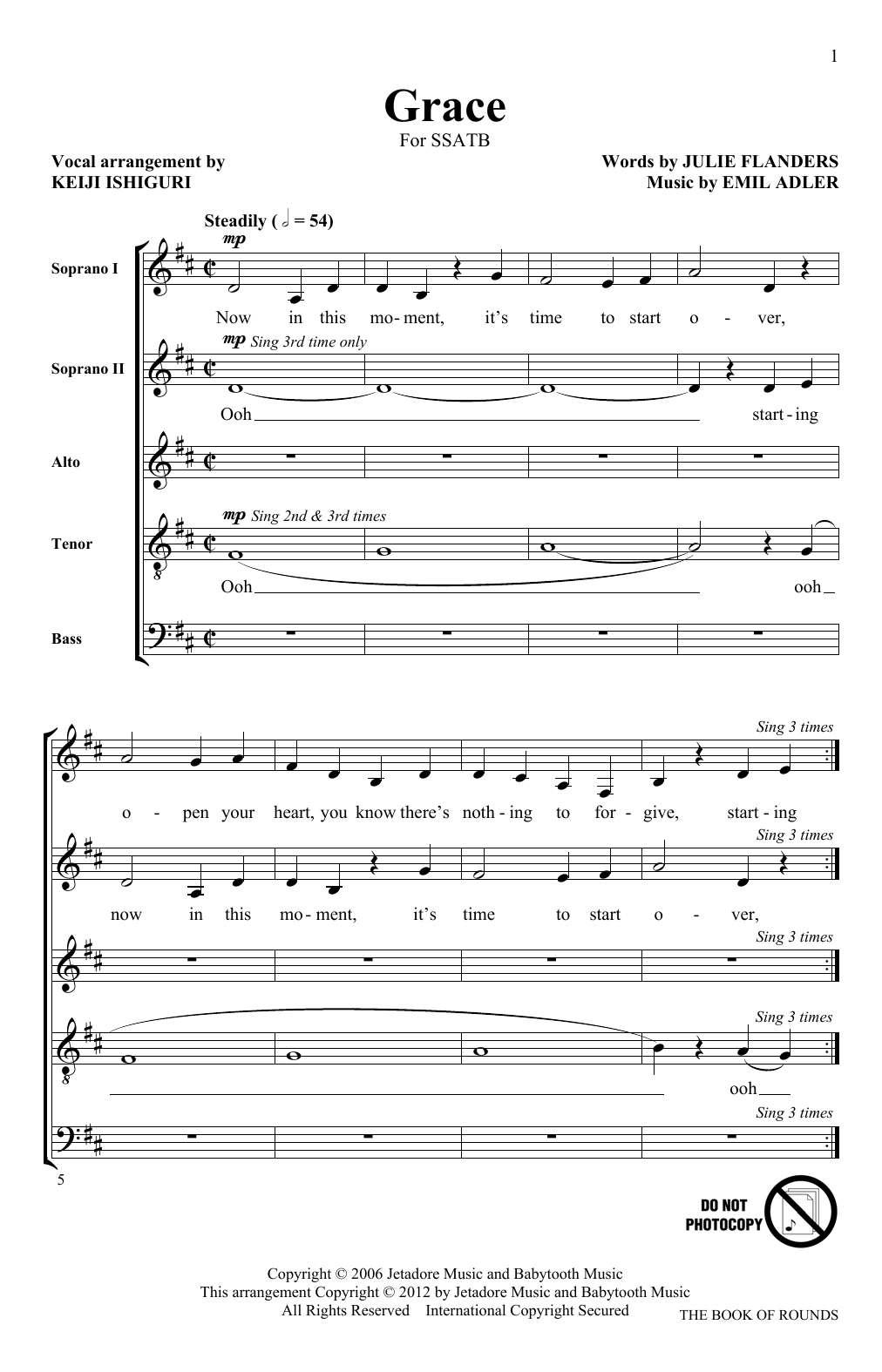 Download Keiji Ishiguri Grace Sheet Music and learn how to play SATB PDF digital score in minutes