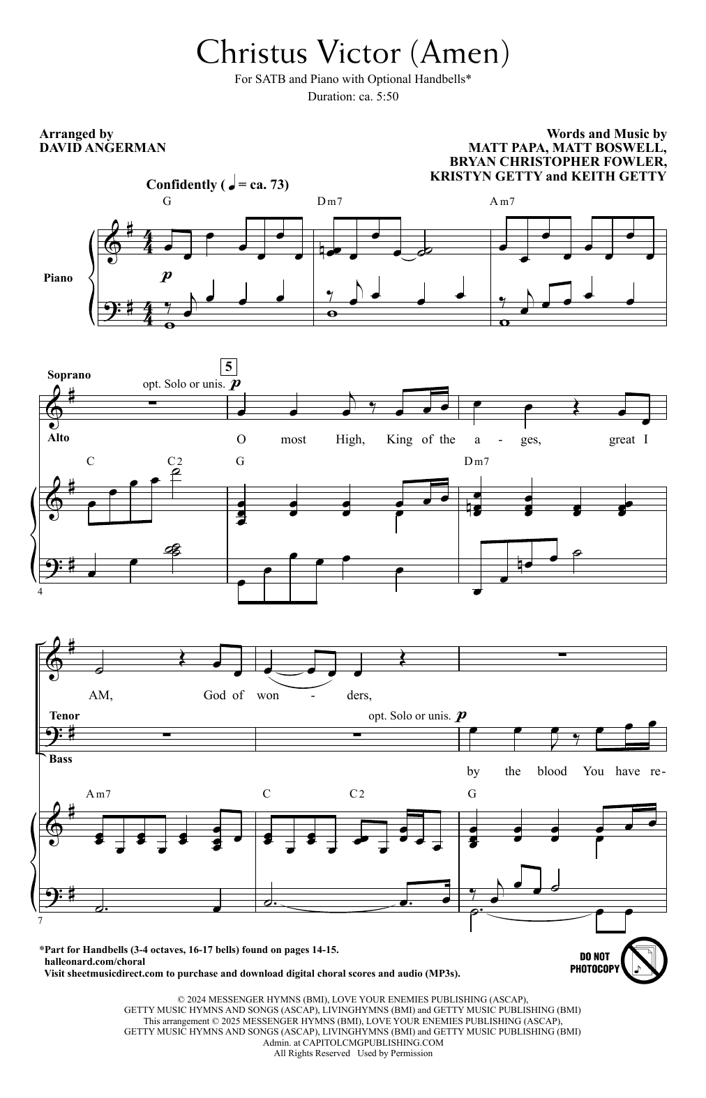 Download Keith & Kristyn Getty Christus Victor (Amen) (arr. David Angerman) Sheet Music and learn how to play SATB Choir PDF digital score in minutes