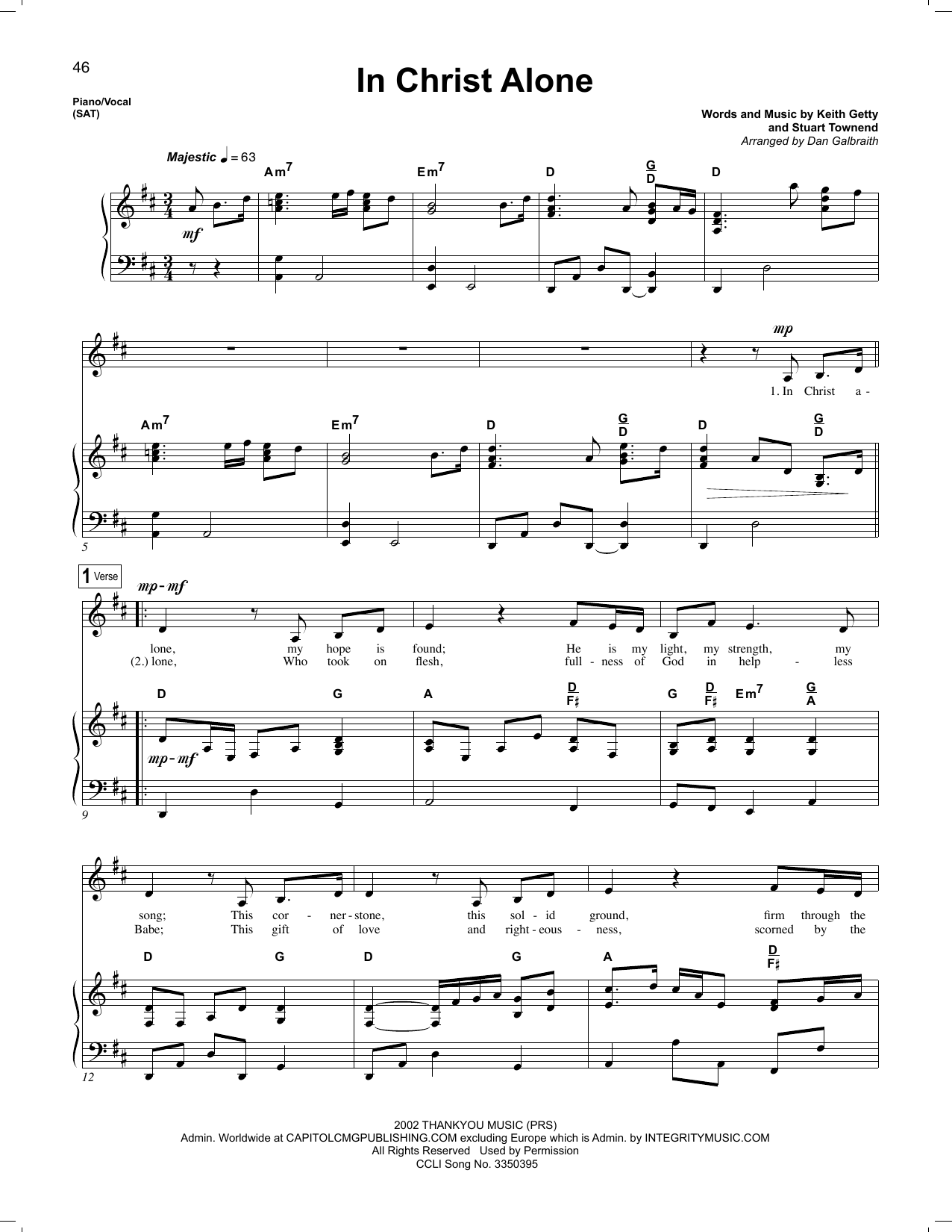 Download Dan Galbraith In Christ Alone Sheet Music and learn how to play Piano & Vocal PDF digital score in minutes