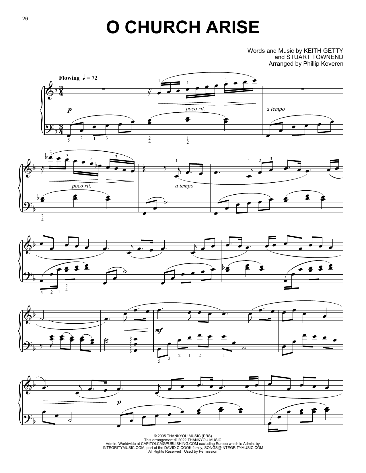 Download Keith & Kristyn Getty O Church Arise [Classical version] (arr. Phillip Keveren) Sheet Music and learn how to play Piano Solo PDF digital score in minutes