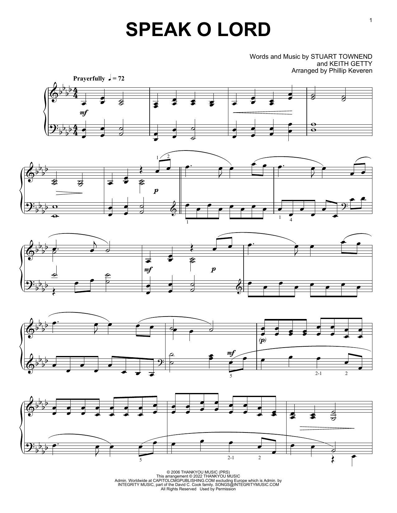Download Keith & Kristyn Getty Speak O Lord [Classical version] (arr. Phillip Keveren) Sheet Music and learn how to play Piano Solo PDF digital score in minutes