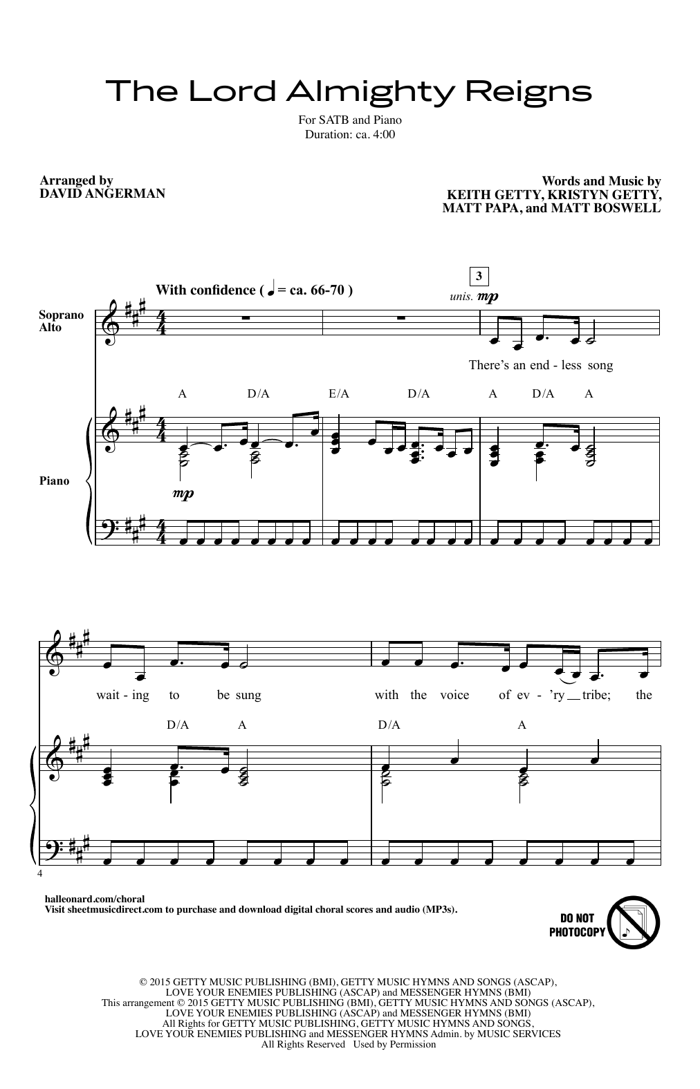 Download Keith & Kristyn Getty The Lord Almighty Reigns (arr. David Angerman) Sheet Music and learn how to play SATB Choir PDF digital score in minutes