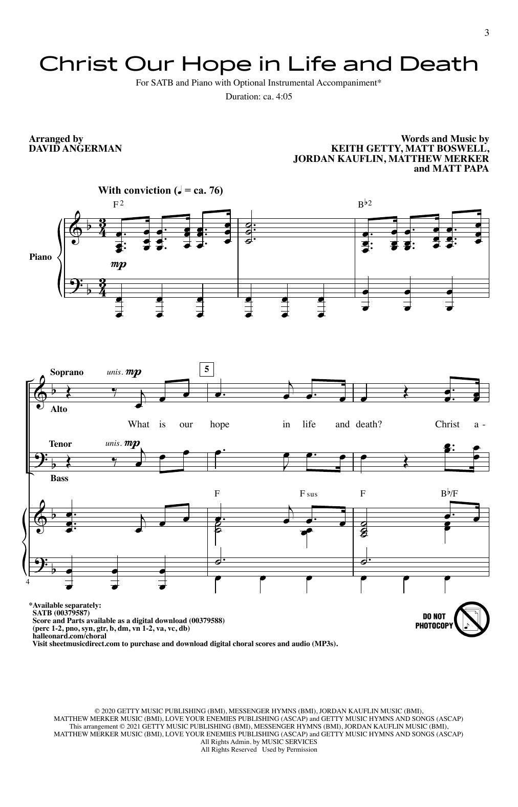 Download Keith and Kristyn Getty Christ Our Hope In Life And Death (arr. David Angerman) Sheet Music and learn how to play SATB Choir PDF digital score in minutes