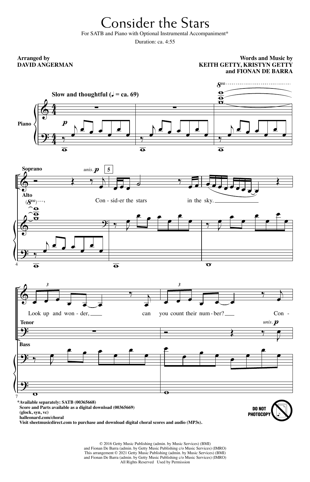 Download Keith and Kristyn Getty Consider The Stars (arr. David Angerman) Sheet Music and learn how to play SATB Choir PDF digital score in minutes