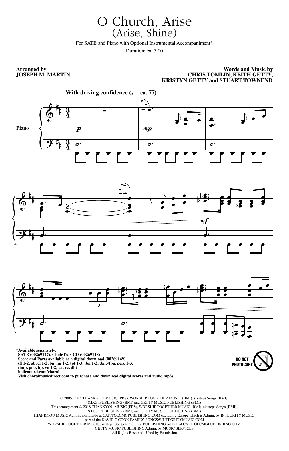 Download Keith and Kristyn Getty O Church, Arise (Arise, Shine) (arr. Joseph M. Martin) Sheet Music and learn how to play SATB Choir PDF digital score in minutes