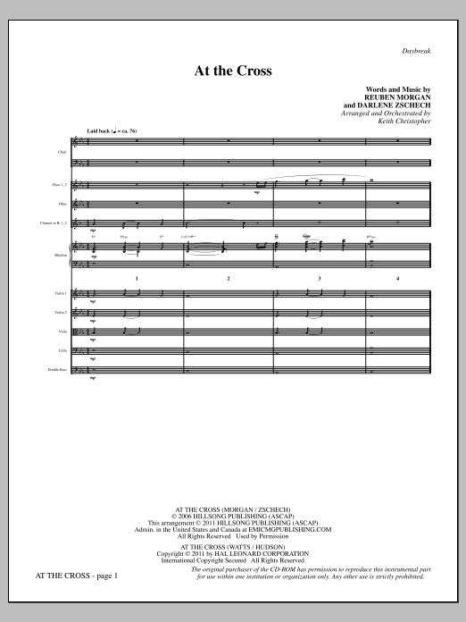 Download Keith Christopher At The Cross - Full Score Sheet Music and learn how to play Choir Instrumental Pak PDF digital score in minutes