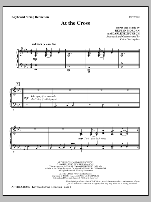Download Keith Christopher At The Cross - Keyboard String Reduction Sheet Music and learn how to play Choir Instrumental Pak PDF digital score in minutes