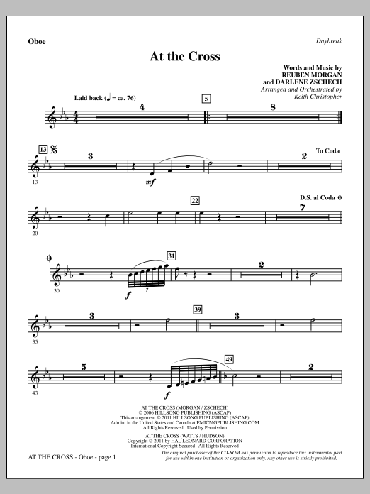 Download Keith Christopher At The Cross - Oboe Sheet Music and learn how to play Choir Instrumental Pak PDF digital score in minutes