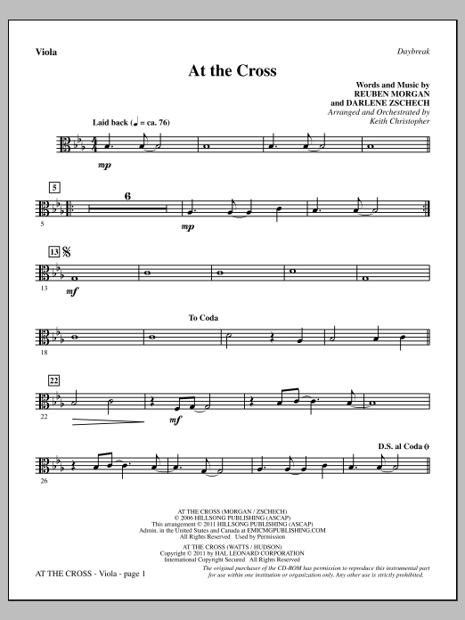 Download Keith Christopher At The Cross - Viola Sheet Music and learn how to play Choir Instrumental Pak PDF digital score in minutes