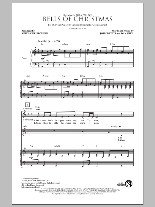 Download John Bettis Bells Of Christmas (arr. Keith Christopher) Sheet Music and learn how to play SATB PDF digital score in minutes