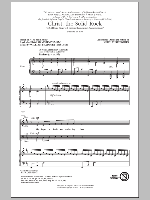Download Keith Christopher Christ, The Solid Rock Sheet Music and learn how to play SATB Choir PDF digital score in minutes
