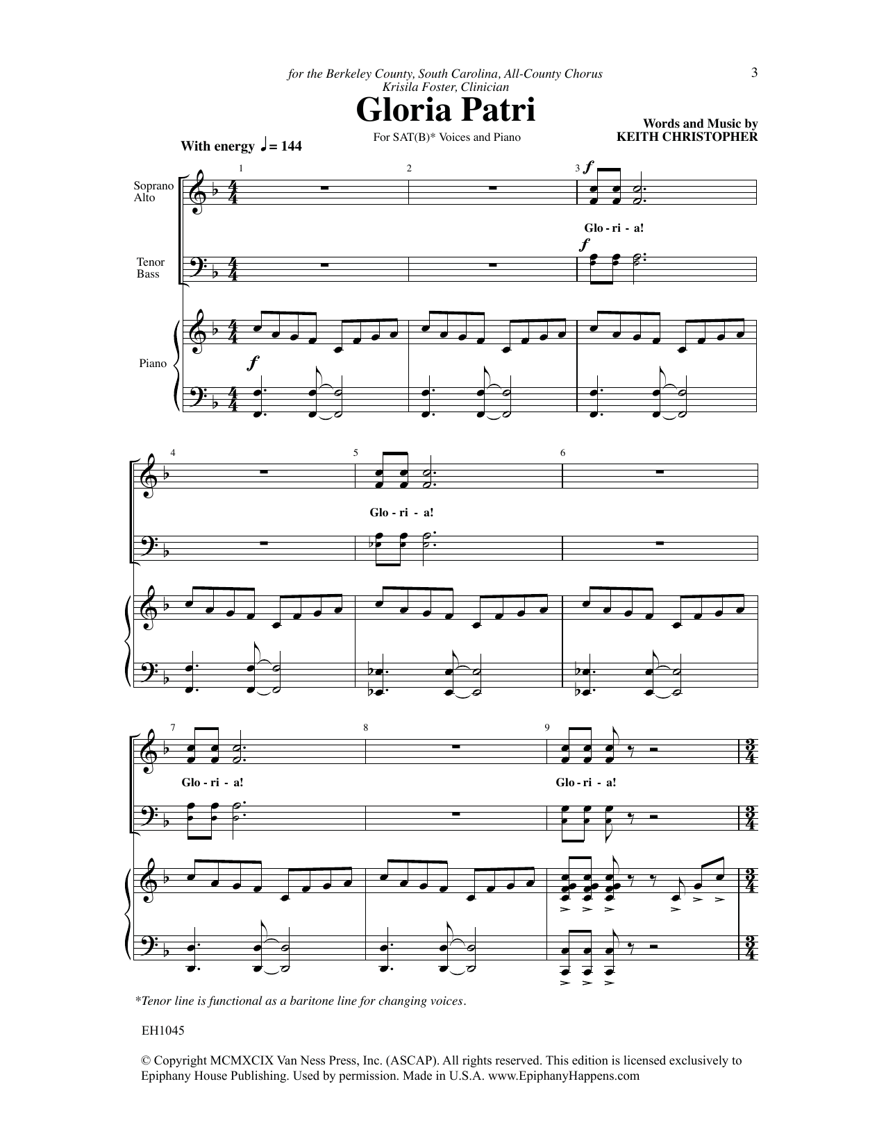 Download Keith Christopher Gloria Patri Sheet Music and learn how to play SATB Choir PDF digital score in minutes