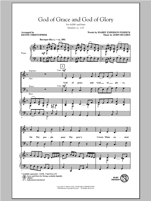 Download John Hughes God Of Grace And God Of Glory (arr. Keith Christopher) Sheet Music and learn how to play SATB PDF digital score in minutes