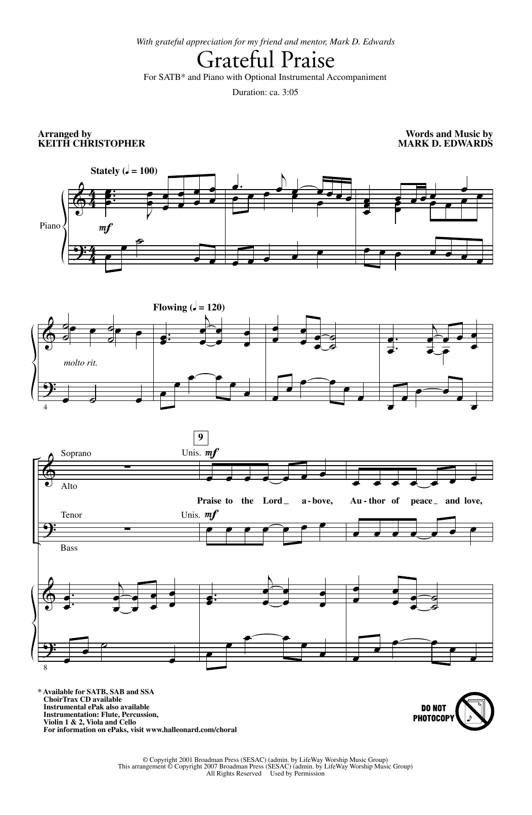 Download Keith Christopher Grateful Praise Sheet Music and learn how to play SSA PDF digital score in minutes