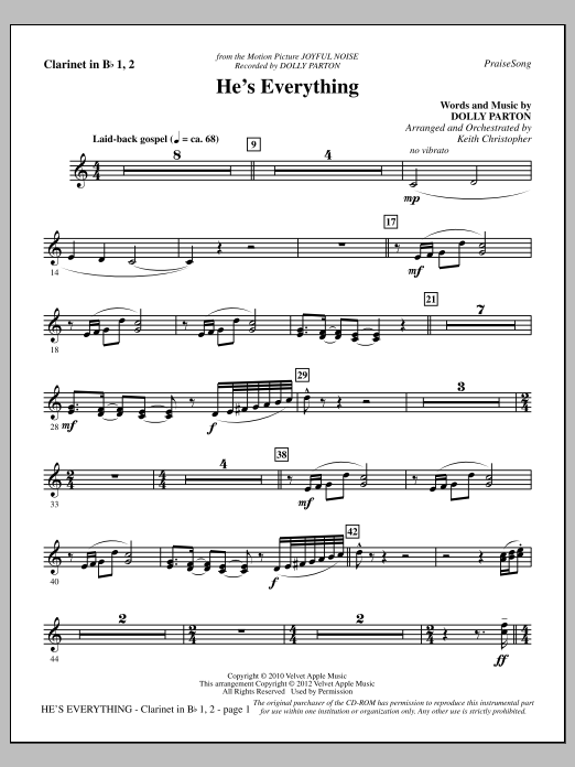 Download Keith Christopher He's Everything - Bb Clarinet 1 & 2 Sheet Music and learn how to play Choir Instrumental Pak PDF digital score in minutes