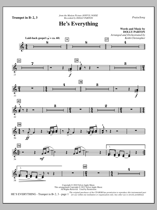 Download Keith Christopher He's Everything - Bb Trumpet 2,3 Sheet Music and learn how to play Choir Instrumental Pak PDF digital score in minutes