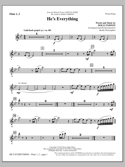 Download Keith Christopher He's Everything - Flute 1 & 2 Sheet Music and learn how to play Choir Instrumental Pak PDF digital score in minutes