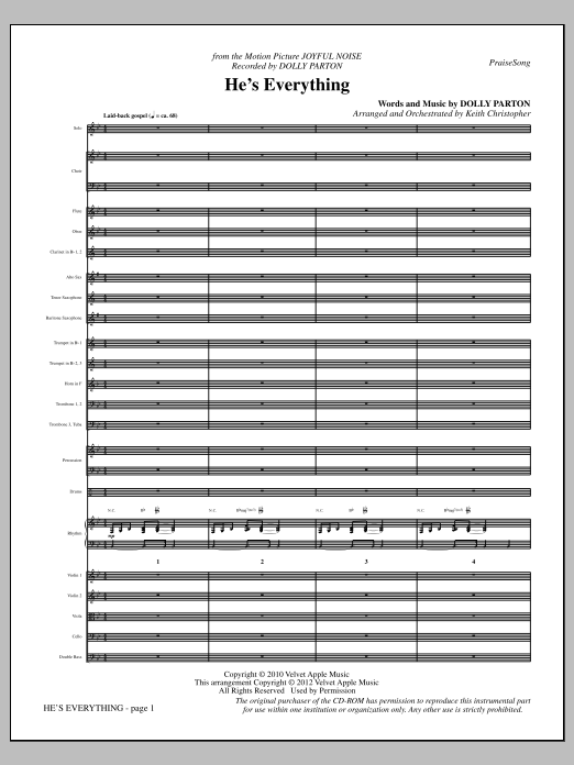 Download Keith Christopher He's Everything - Full Score Sheet Music and learn how to play Choir Instrumental Pak PDF digital score in minutes