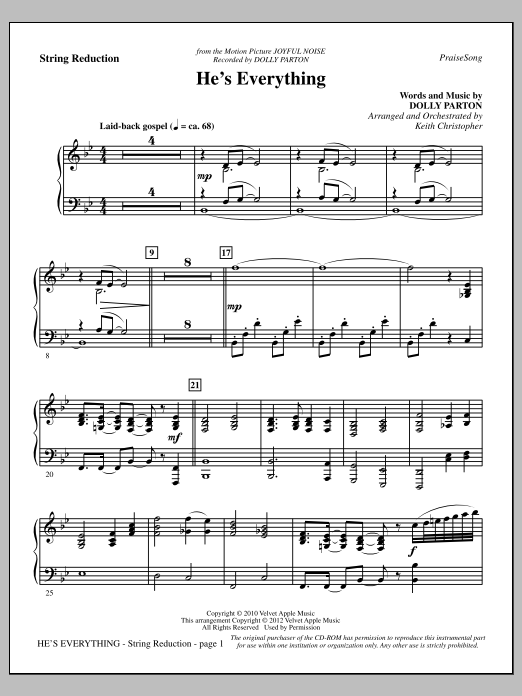 Download Keith Christopher He's Everything - Keyboard String Reduction Sheet Music and learn how to play Choir Instrumental Pak PDF digital score in minutes