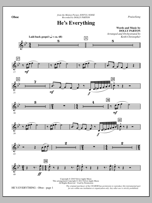 Download Keith Christopher He's Everything - Oboe Sheet Music and learn how to play Choir Instrumental Pak PDF digital score in minutes