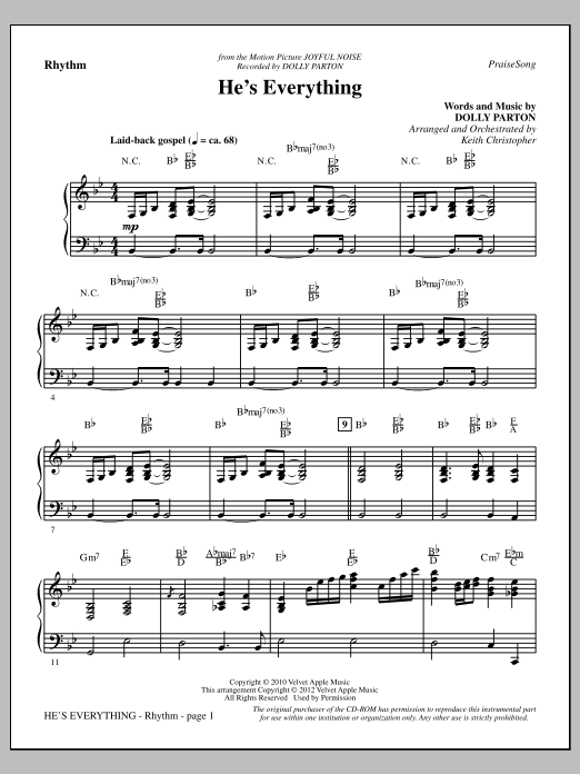 Download Keith Christopher He's Everything - Rhythm Sheet Music and learn how to play Choir Instrumental Pak PDF digital score in minutes