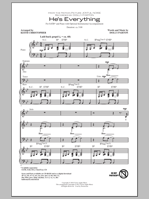 Download Keith Christopher He's Everything Sheet Music and learn how to play SSA PDF digital score in minutes