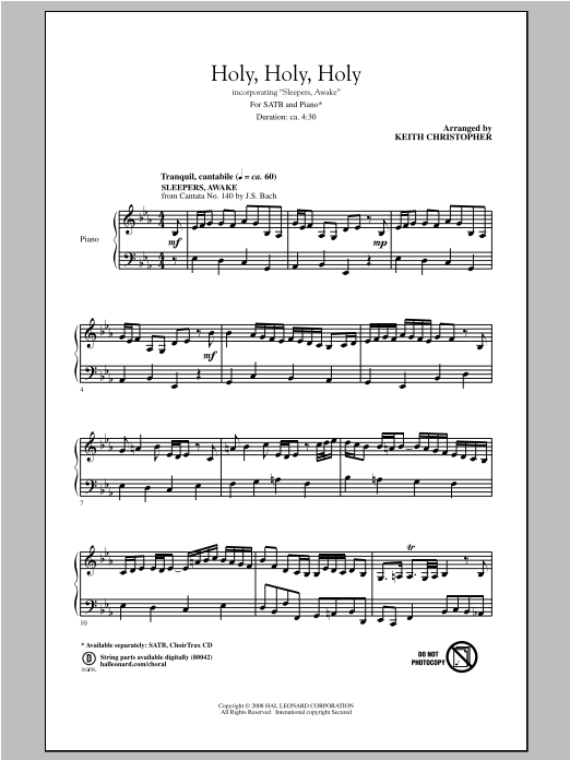 Download Keith Christopher Holy, Holy, Holy Sheet Music and learn how to play SATB PDF digital score in minutes