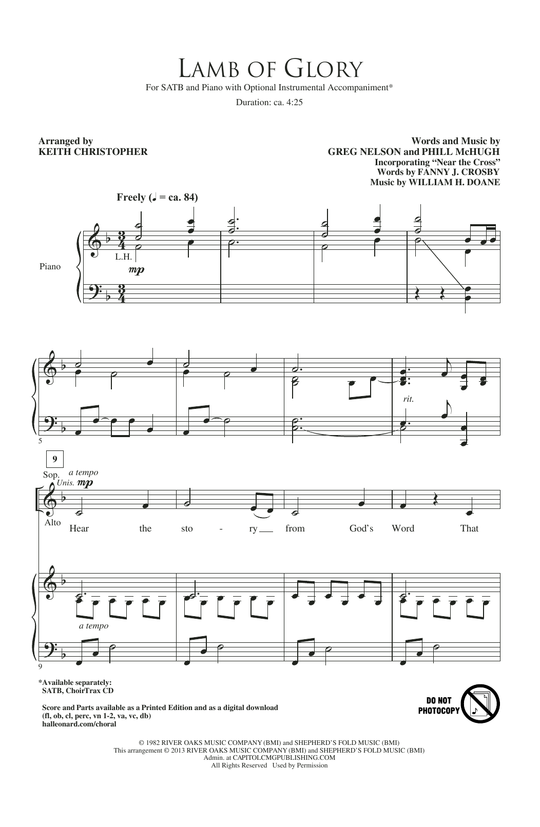 Download Keith Christopher Lamb Of Glory Sheet Music and learn how to play SATB PDF digital score in minutes