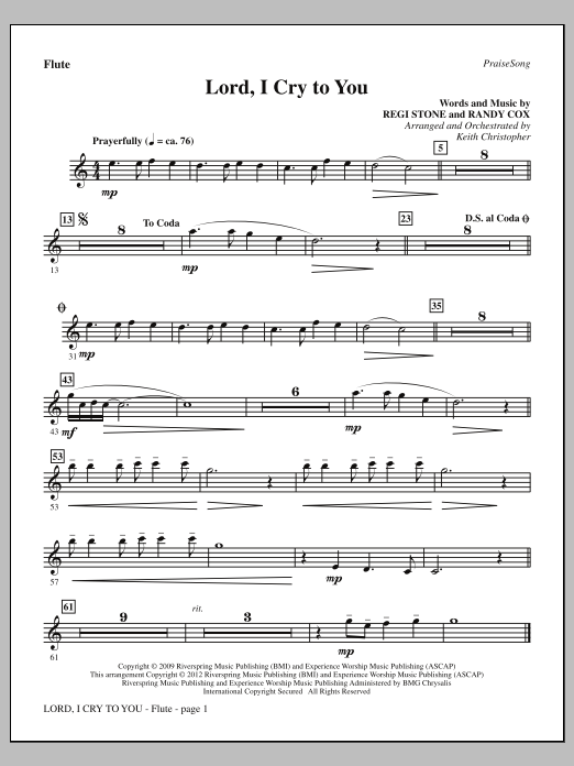 Download Keith Christopher Lord, I Cry To You - Flute Sheet Music and learn how to play Choir Instrumental Pak PDF digital score in minutes