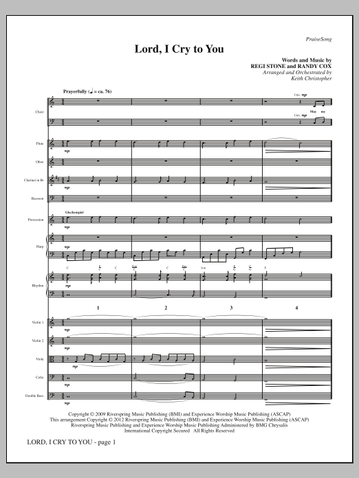 Download Keith Christopher Lord, I Cry To You - Full Score Sheet Music and learn how to play Choir Instrumental Pak PDF digital score in minutes