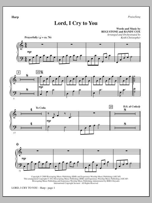 Download Keith Christopher Lord, I Cry To You - Harp Sheet Music and learn how to play Choir Instrumental Pak PDF digital score in minutes