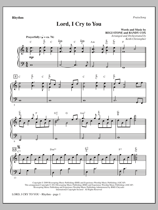 Download Keith Christopher Lord, I Cry To You - Rhythm Sheet Music and learn how to play Choir Instrumental Pak PDF digital score in minutes