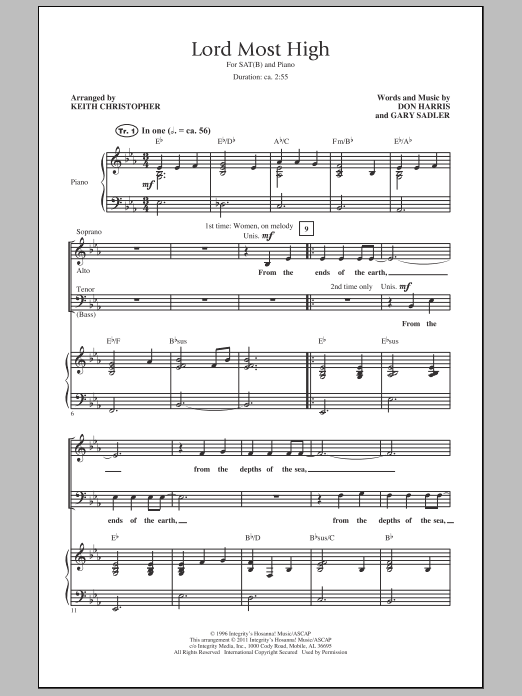 Download Keith Christopher Lord Most High Sheet Music and learn how to play SATB PDF digital score in minutes