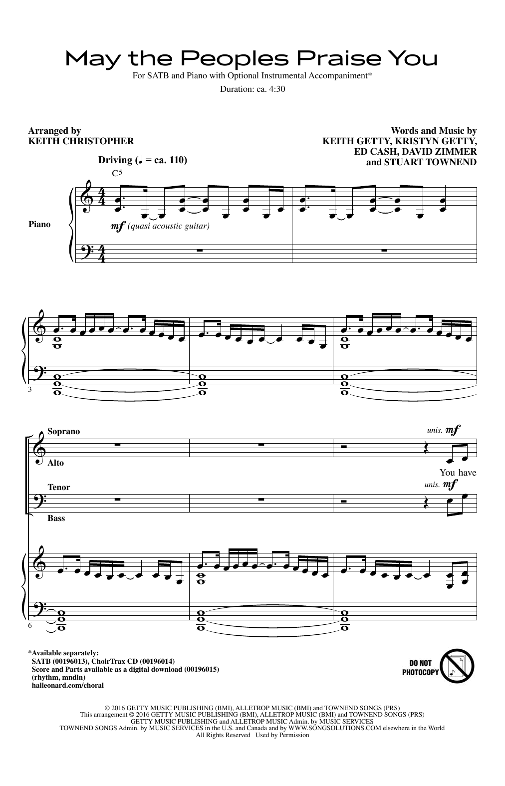 Download Keith Christopher May The Peoples Praise You Sheet Music and learn how to play SATB PDF digital score in minutes